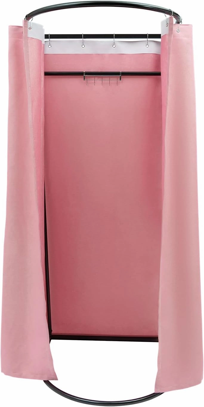 Portable Clothing Store Fitting Room, Changing Room with Shading Curtain, Privacy Screen Partition Protection Dressing Room (Pink)