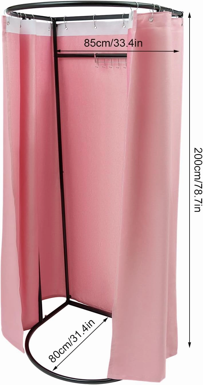 Portable Clothing Store Fitting Room, Changing Room with Shading Curtain, Privacy Screen Partition Protection Dressing Room (Pink)