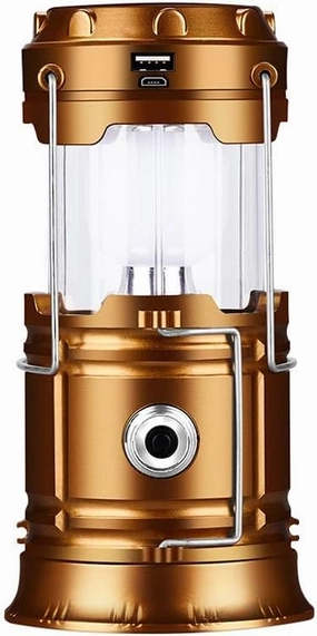 Portable Lamp Camping Lantern Solar Rechargeable Lamp Waterproof for Tent Lantern/Patio/Garden/Power Failure (Size : Gold-Standard)