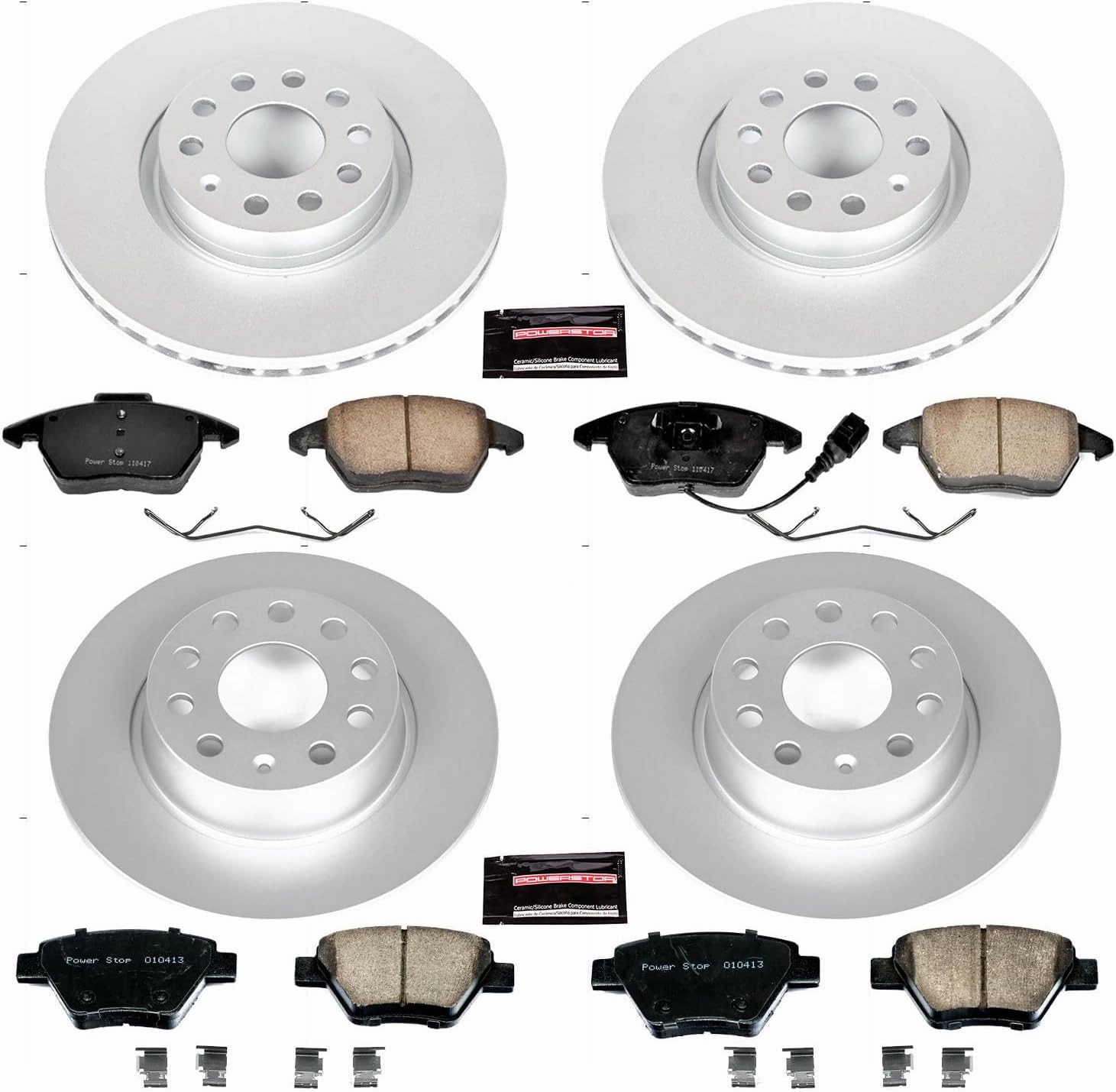 Power Stop CRK5801 front and rear Z23 Evolution Geomet Coated Brake Kit For Audi A3, Audi A3 Quattro, VW Beetle, VW Eos, VW GTI, VW Jetta [Model Specific]