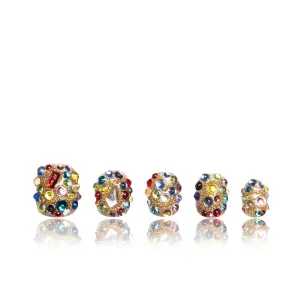 Press on Nails Rainbow Luxe | Handmade with Full Covered Crystals | Reusable Full Cover Nails | Square Short 0.8 in | K21(YH482)-L