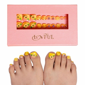Press on Toenails Honey Bee Yellow | 20 PCS Free Size Toe Nails | Reusable Fake Nails for Toe | T101
