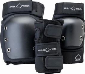 Pro-Tec Street 3-Pack Pad Set - Protective Gear for Skateboarding, Roller Skating, Scooter, Bicycling