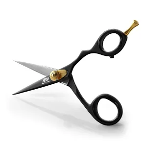 Professional Mustache & Beard Trimming Scissors - 5.5" | High Carbon Stainless Steel & Hammer Forged Mustache Scissors | Razor Sharp Facial Hair Trimming Shears (RIGHT HANDED - Black)