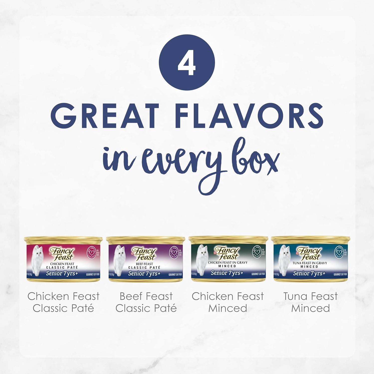 Purina Fancy Feast High Protein Senior Wet Cat Food Variety Pack, Senior 7  Chicken, Beef & Tuna Feasts - (2 Packs of 12) 3 oz. Cans