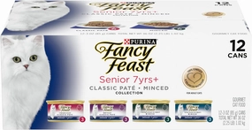 Purina Fancy Feast High Protein Senior Wet Cat Food Variety Pack, Senior 7  Chicken, Beef & Tuna Feasts - (2 Packs of 12) 3 oz. Cans