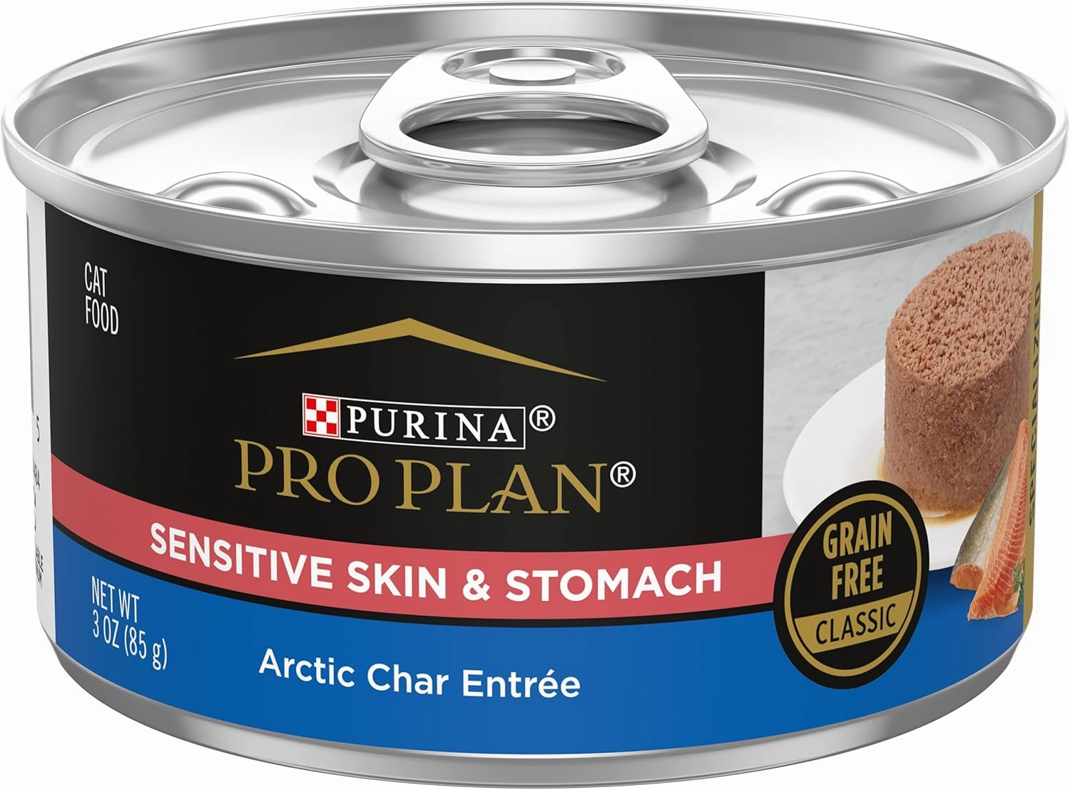 Purina Pro Plan Sensitive Skin and Stomach Cat Food Wet Pate, Sensitive Skin and Stomach Arctic Char Entree - (Pack of 24) 3 oz. Pull-Top Cans
