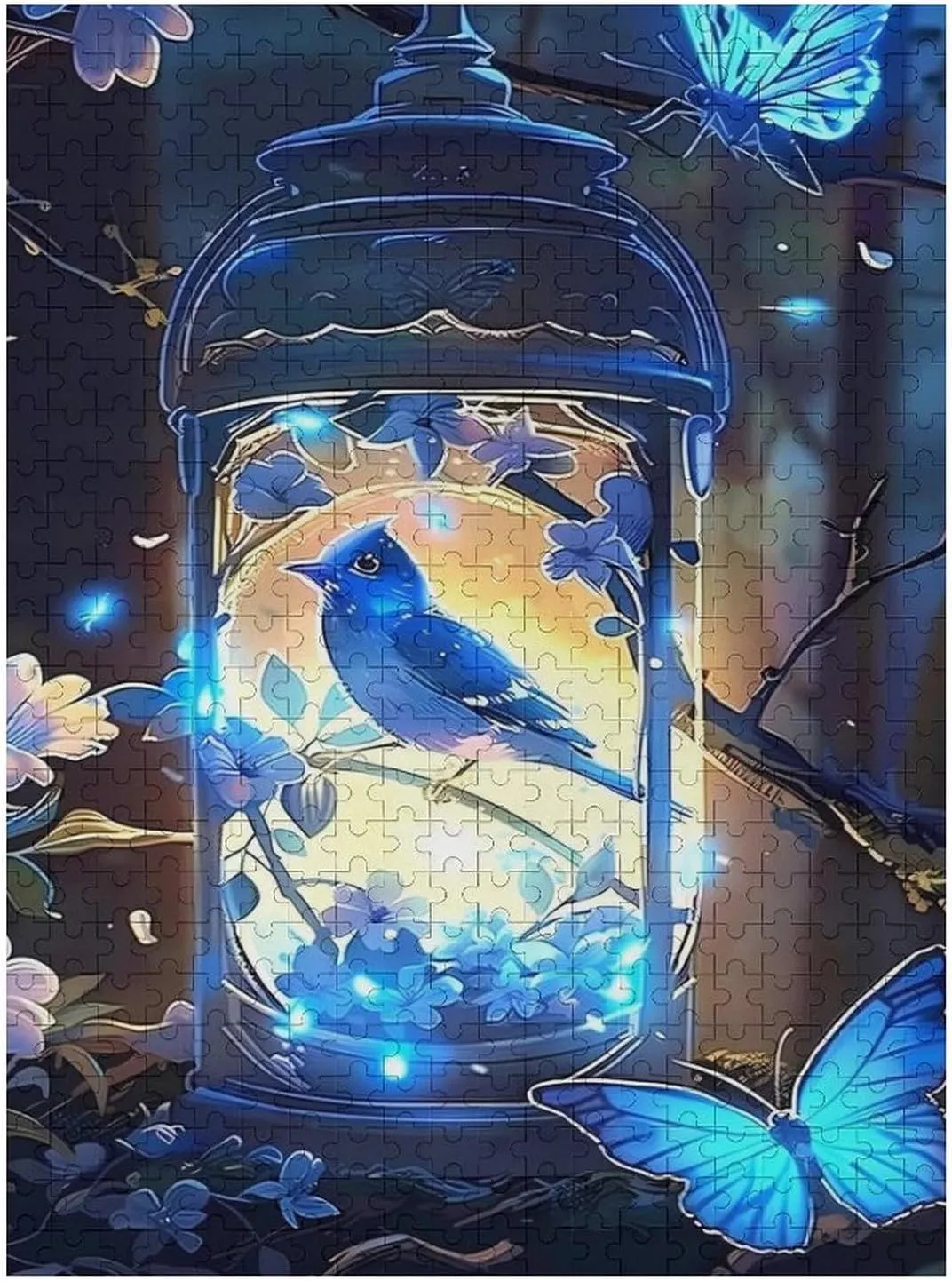 Puzzles for Adults 500 Pieces - Glowing Lantern and Bird Lantern Funny Puzzle Unique Difficult and Challenge Large Puzzle Game Toys Gift