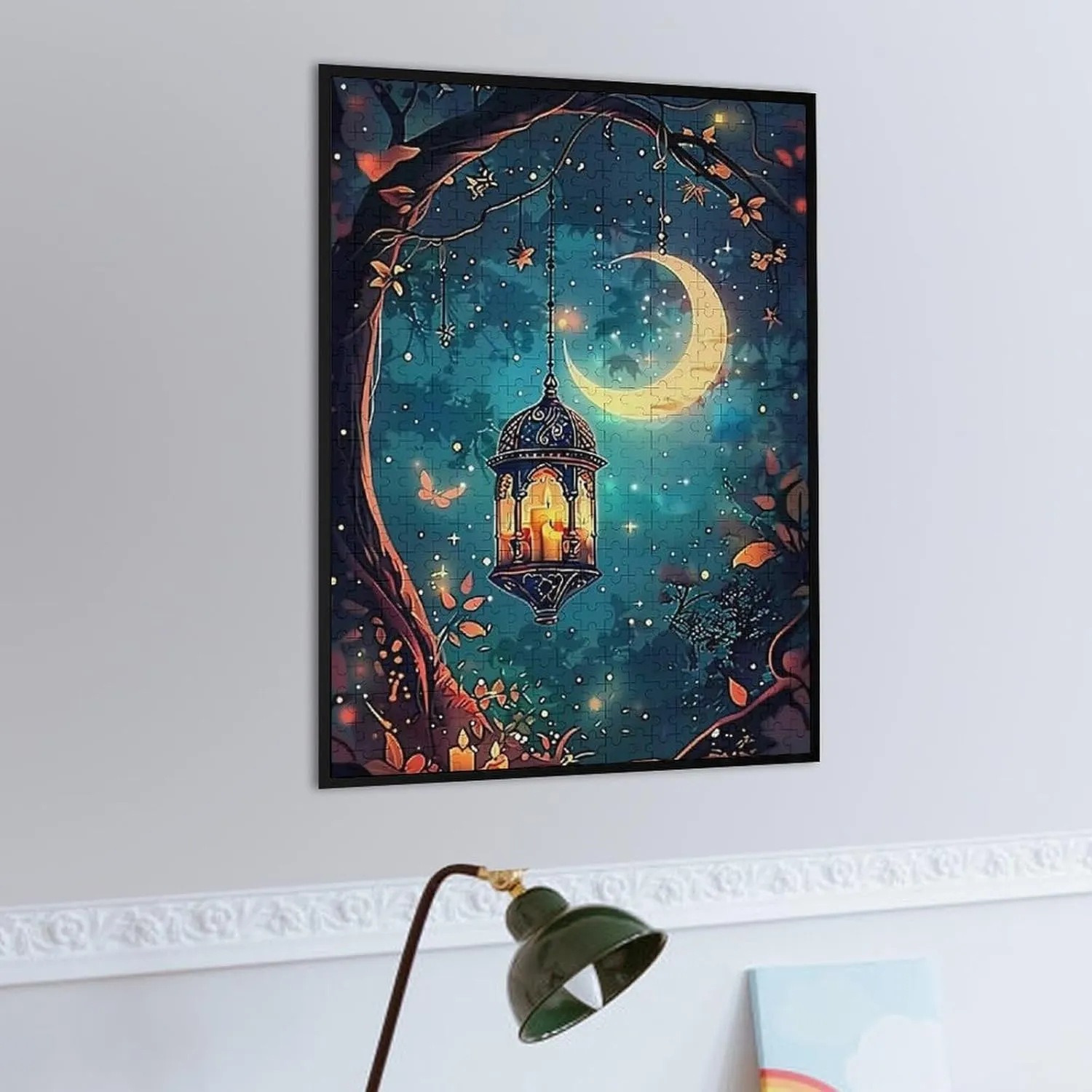 Puzzles for Adults 500 Pieces - Lantern Surrounded by Flowers Lantern Funny Educational Kids Puzzles,Children Puzzle Games Toys for Girls and Boys