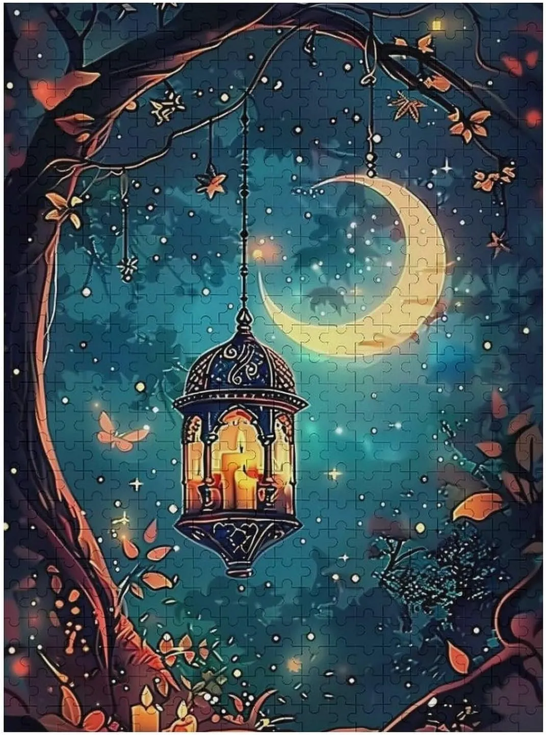 Puzzles for Adults 500 Pieces - Lantern Surrounded by Flowers Lantern Funny Educational Kids Puzzles,Children Puzzle Games Toys for Girls and Boys