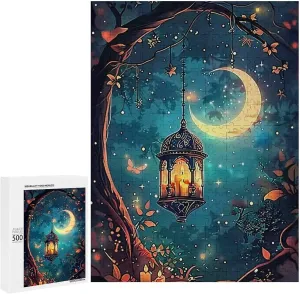 Puzzles for Adults 500 Pieces - Lantern Surrounded by Flowers Lantern Funny Educational Kids Puzzles,Children Puzzle Games Toys for Girls and Boys