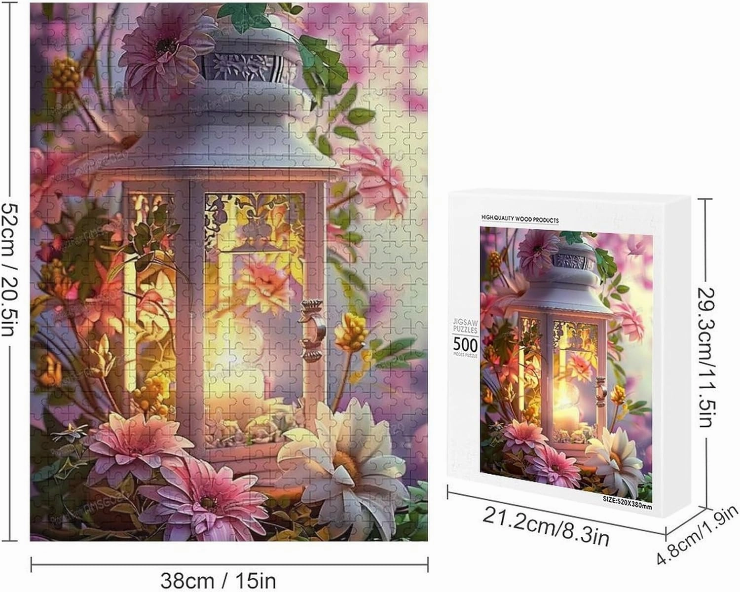 Puzzles for Adults 500 Pieces - Flower Lantern Puzzle Challenging Educational Toys Gifts for Home Decor Family Activities