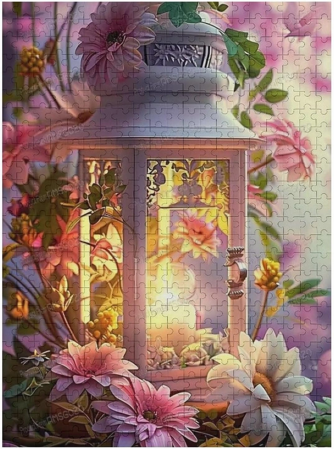 Puzzles for Adults 500 Pieces - Flower Lantern Puzzle Challenging Educational Toys Gifts for Home Decor Family Activities