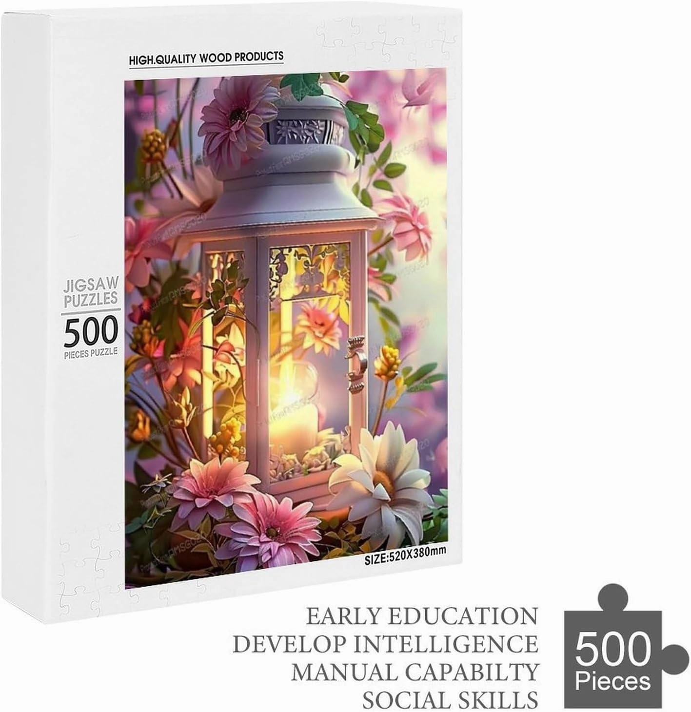 Puzzles for Adults 500 Pieces - Flower Lantern Puzzle Challenging Educational Toys Gifts for Home Decor Family Activities