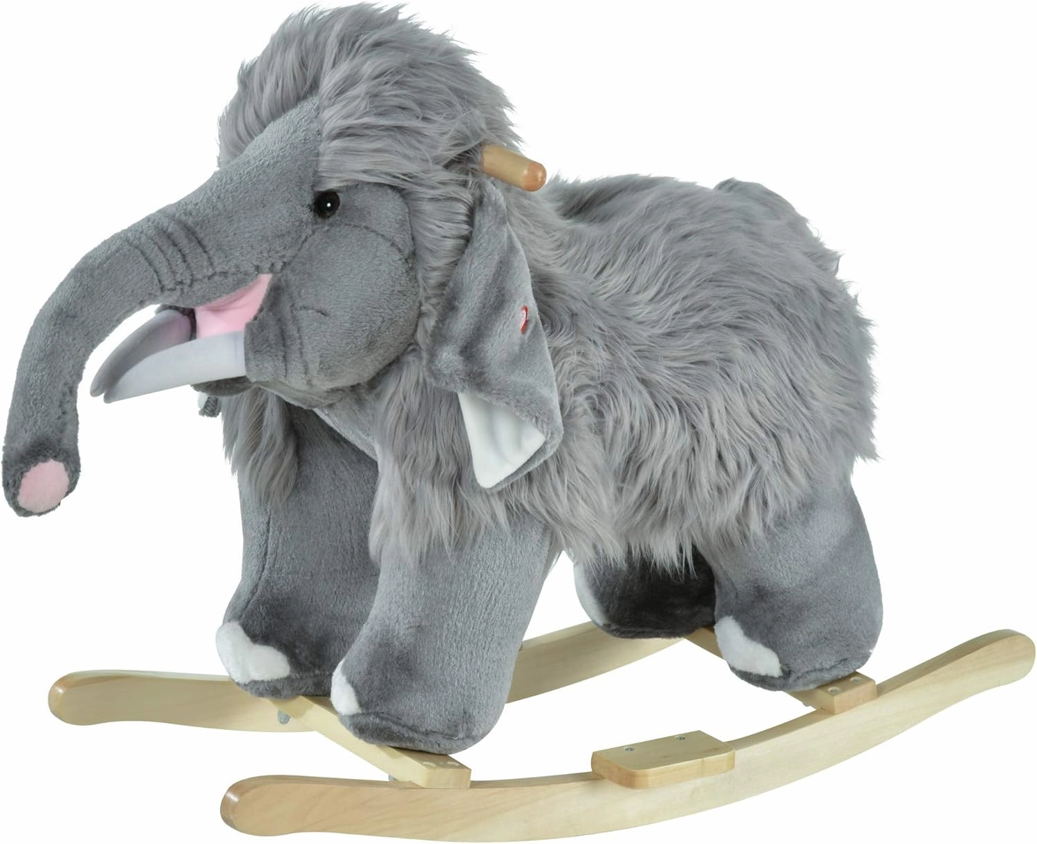 Qaba Kids Ride-On Rocking Horse Toy Mammoth Style Rocker with Fun Music & Soft Plush Fabric for Children 3  Years