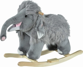 Qaba Kids Ride-On Rocking Horse Toy Mammoth Style Rocker with Fun Music & Soft Plush Fabric for Children 3  Years
