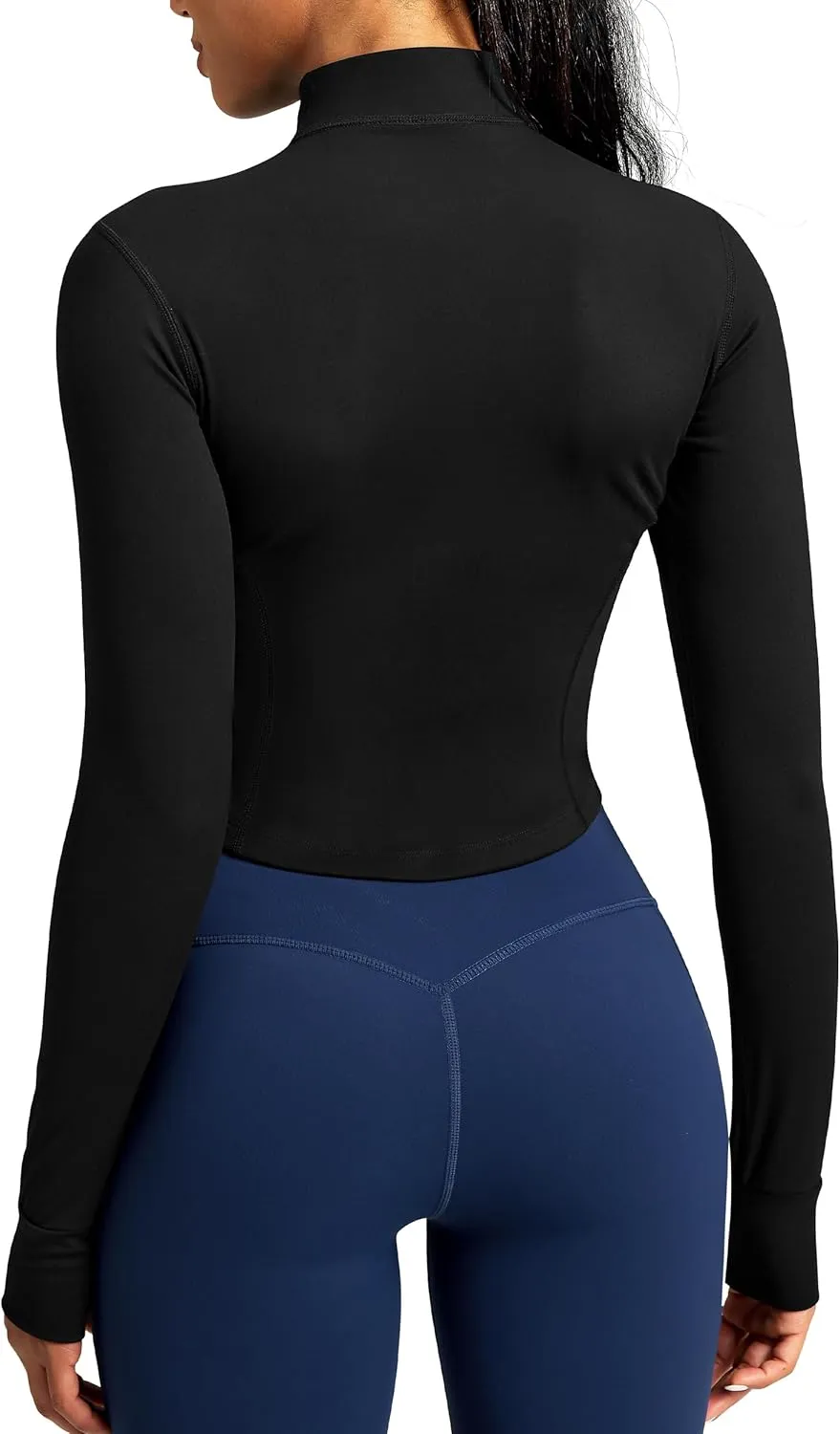 QUEENIEKE Women’s Workout Cropped Jacket Full Zip Lightweight Running Track Jackets Bbl Slim Fit Tops Shirts