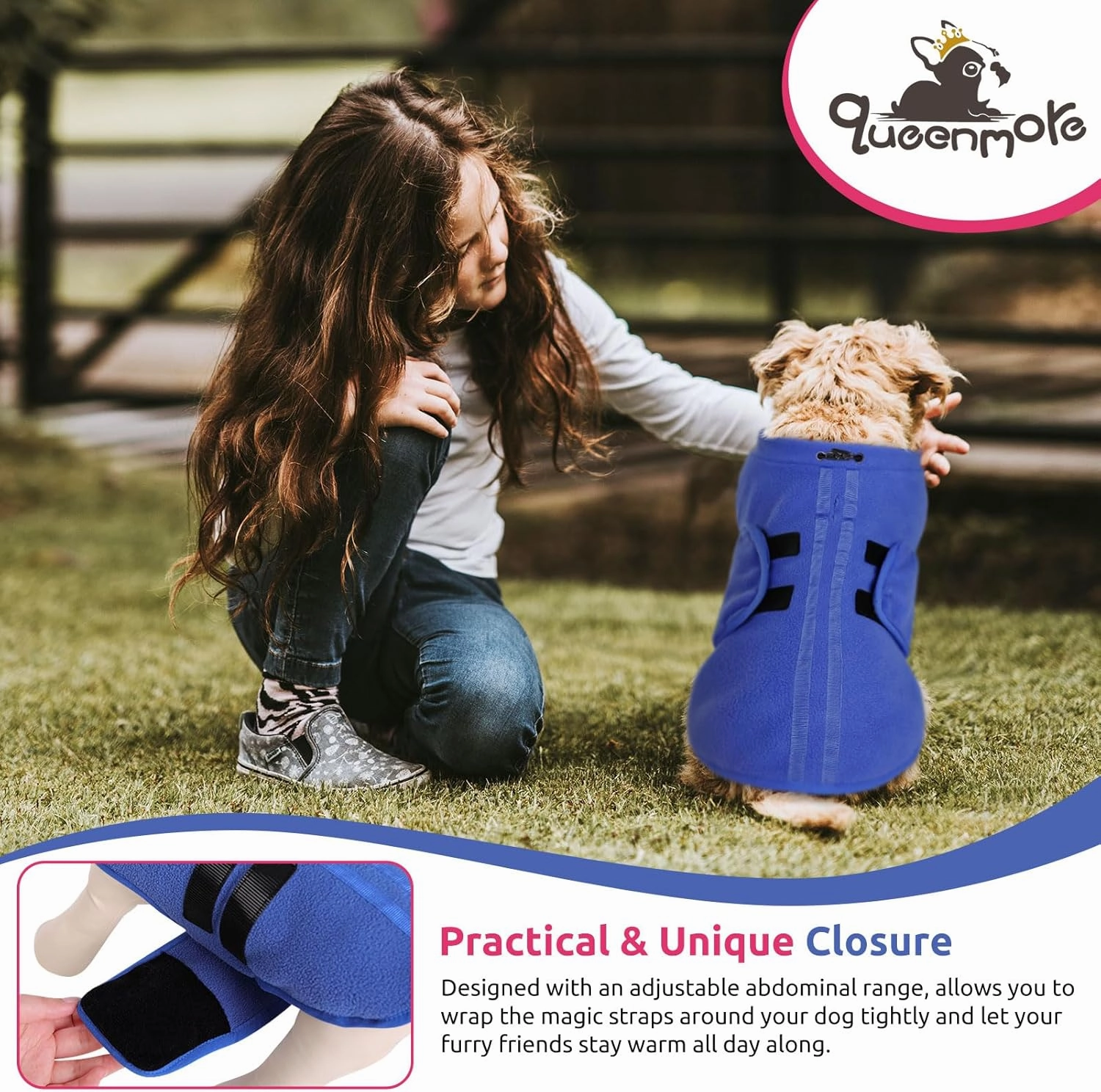 Queenmore XXS Dog Sweater, Soft Fleece Vest Pullover Dog Jacket with Leash Hole, Warm Winter Dog Coats Cold Weather Doggy Dachshund Sweaters for Small Dogs Cats Boy or Girl (Blue, XXS)