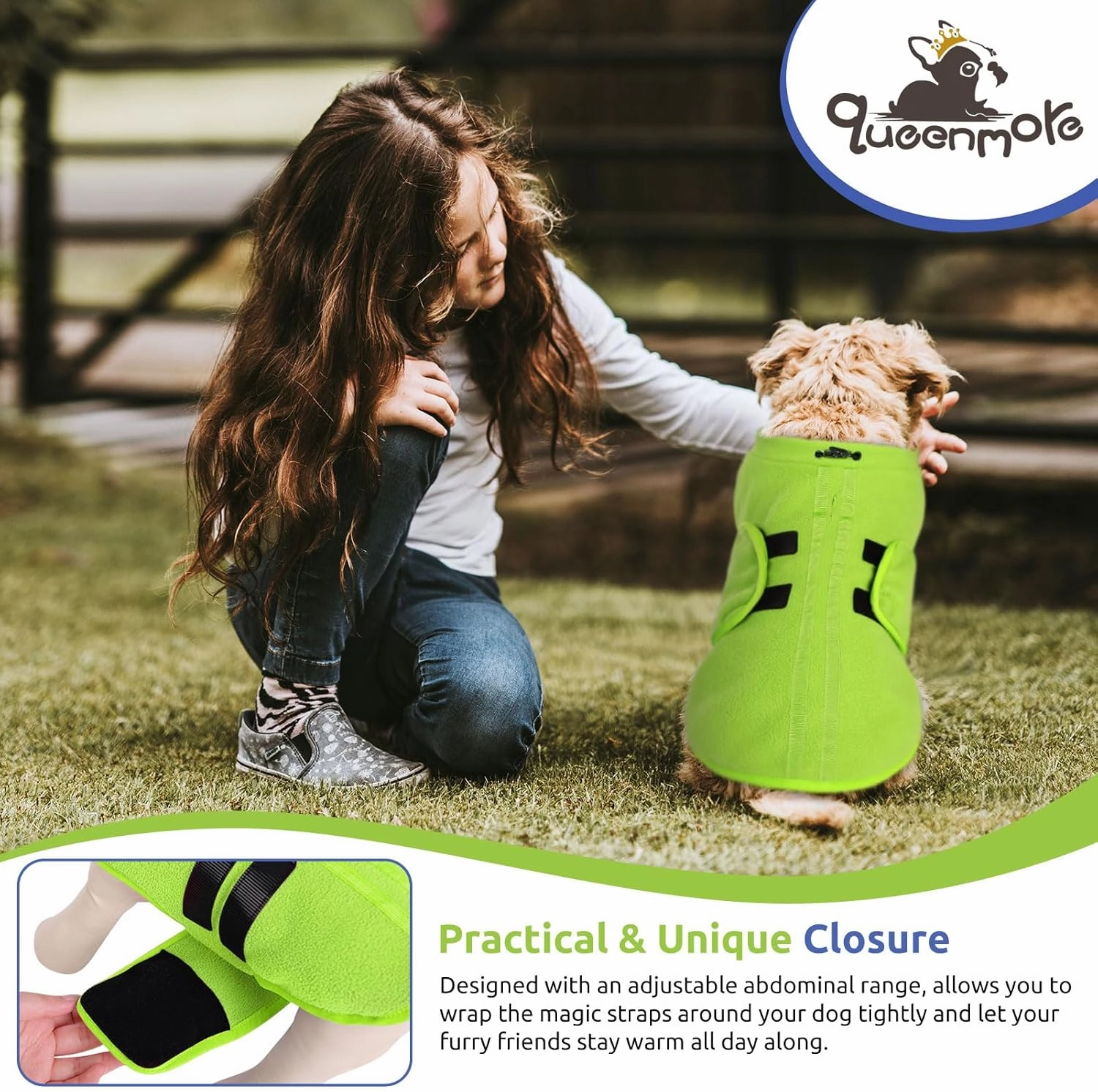 Queenmore XXS Soft Fleece Vest Pullover Dog Jacket with Leash Hole, Warm Winter Clothes for Small Dogs & Cats, Boy or Girl (Green, XXS)