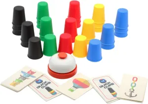 Quick Cups Games for Kids Intellectual Flying Stack Cups,Stacking Cups Games Parent-Child Interactive Game with 24 Picture Cards, 30 Cups