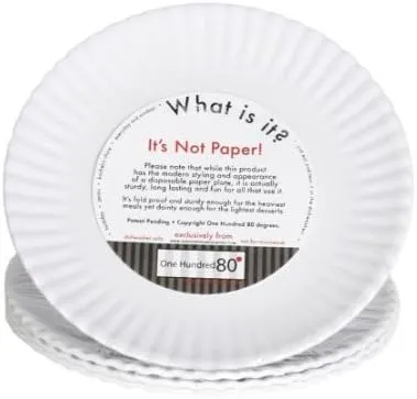 "What Is It?" LARGER SIZE 11-inch Reusable White Dinner Plate, Melamine, Set of 4