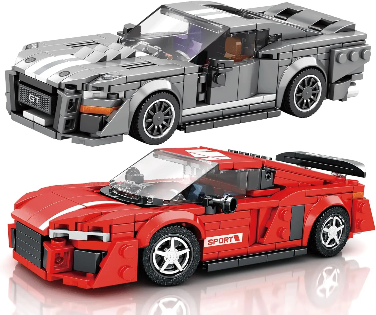 Racing Car Building Block Sets 2 Pack, Sports Car Collectible Technic Model Toy for Adult, 1:24 Scale Super Car Champion Kits for Teens and Racing Enthusiasts