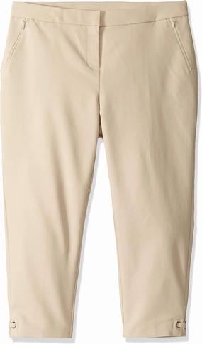 Rafaella Women's Solid Lightweight Curvy Fit Satin Twill Capri Pant