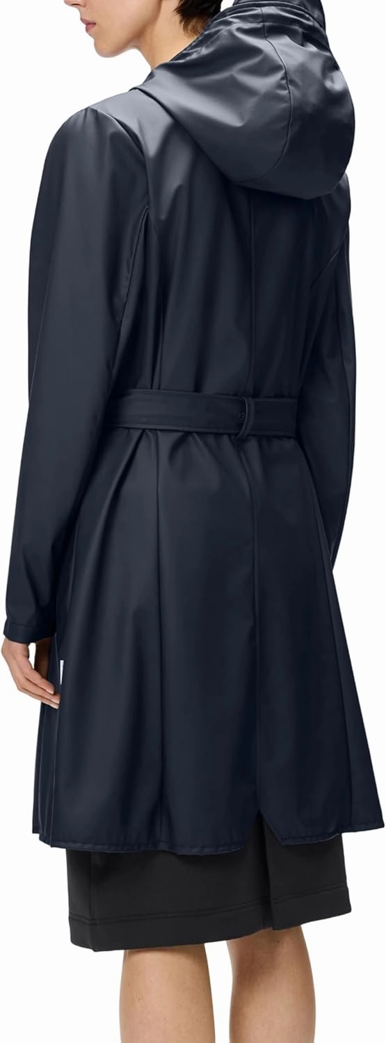 RAINS Curve W Jacket - Waterproof Jacket with Hood for Women - Reusable Raincoat with Belt