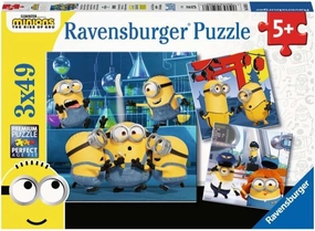 Ravensburger Funny Minions 3x49 Piece Jigsaw Puzzle Set for Kids - 05082 - Every Piece is Unique, Pieces Fit Together Perfectly