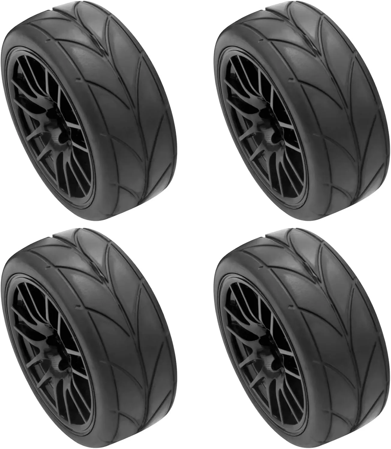 RC Car Parts Compatible with 9068-6081 1/10 Rc Car Part 4Pcs Rubber Tire Rc for Racing Car Tires On Road Wheel Rim Upgrade Parts