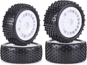 RC Car Upgrade Part for Wltoys 104001 for Tamiya for TT-02B DT-02 1/10 4 Pcs 88mm for Buggy Tires Wheel Tyre RC Car Off Road for Rally for Racing Rims Upgrades Parts(White)