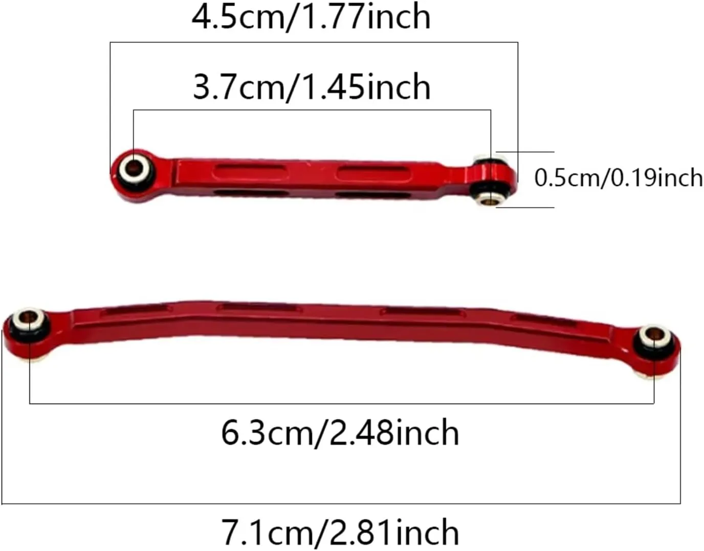 Rc Connecting Rod Tie Rod for FMS for FCX18 for FCX24 1/18 1/24 2pcs CNC Aliuminum Steering Rod Tie Link RC Crawler Car Parts and Accessories Upgrades Replacement Use(Red)