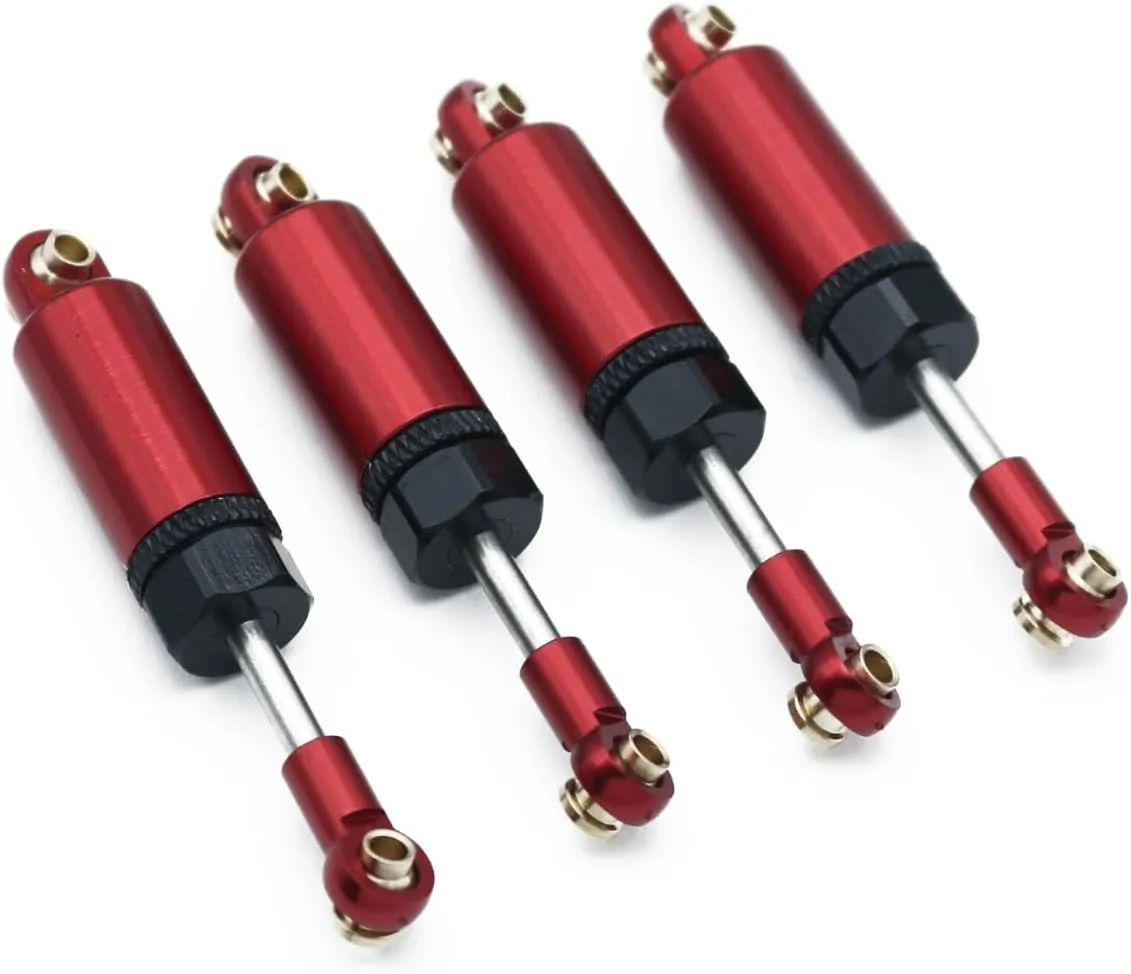 Rc Shock Absorber For MN D90 D91 D96 99S LC79 For MN78 For WPL C14 C24 Metal Upgraded Hydraulic Shock Absorber RC Car Parts And Accessories Upgrade Replacement(Red)