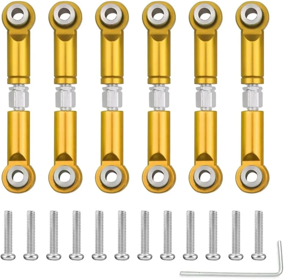 Rc Special Connecting Rod for Wltoys A959 A959-B A949 A969 A979 K929 1/18 Metal Front Rear Tie Rod Linkage Servo Link Rod Set RC Car Upgrades Parts Accessorie Use(Yellow)