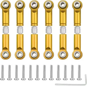 Rc Special Connecting Rod for Wltoys A959 A959-B A949 A969 A979 K929 1/18 Metal Front Rear Tie Rod Linkage Servo Link Rod Set RC Car Upgrades Parts Accessorie Use(Yellow)