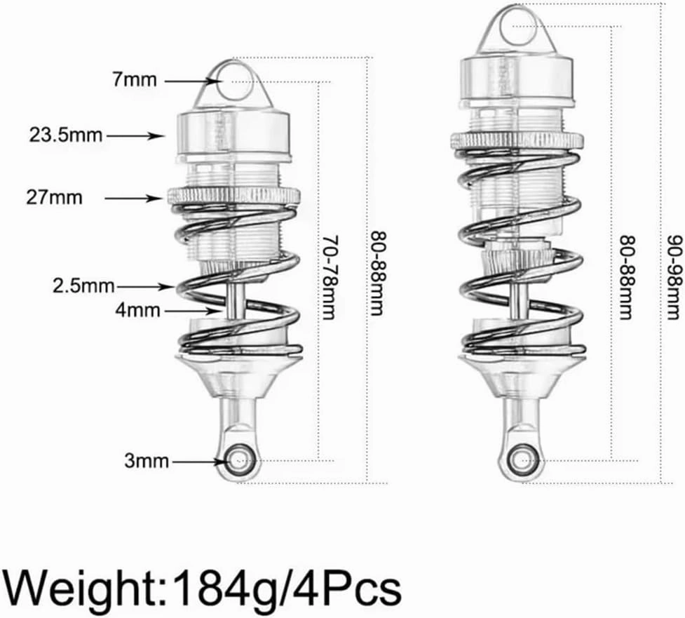 Rc Shock Absorber For Arrma Ara7617V2 Ara109011 ARA330627 ARA330628 1/7 Infracting Aluminum Shock Absorber Damper RC Car Parts Accessories Upgrade Replacement Use(Blue)