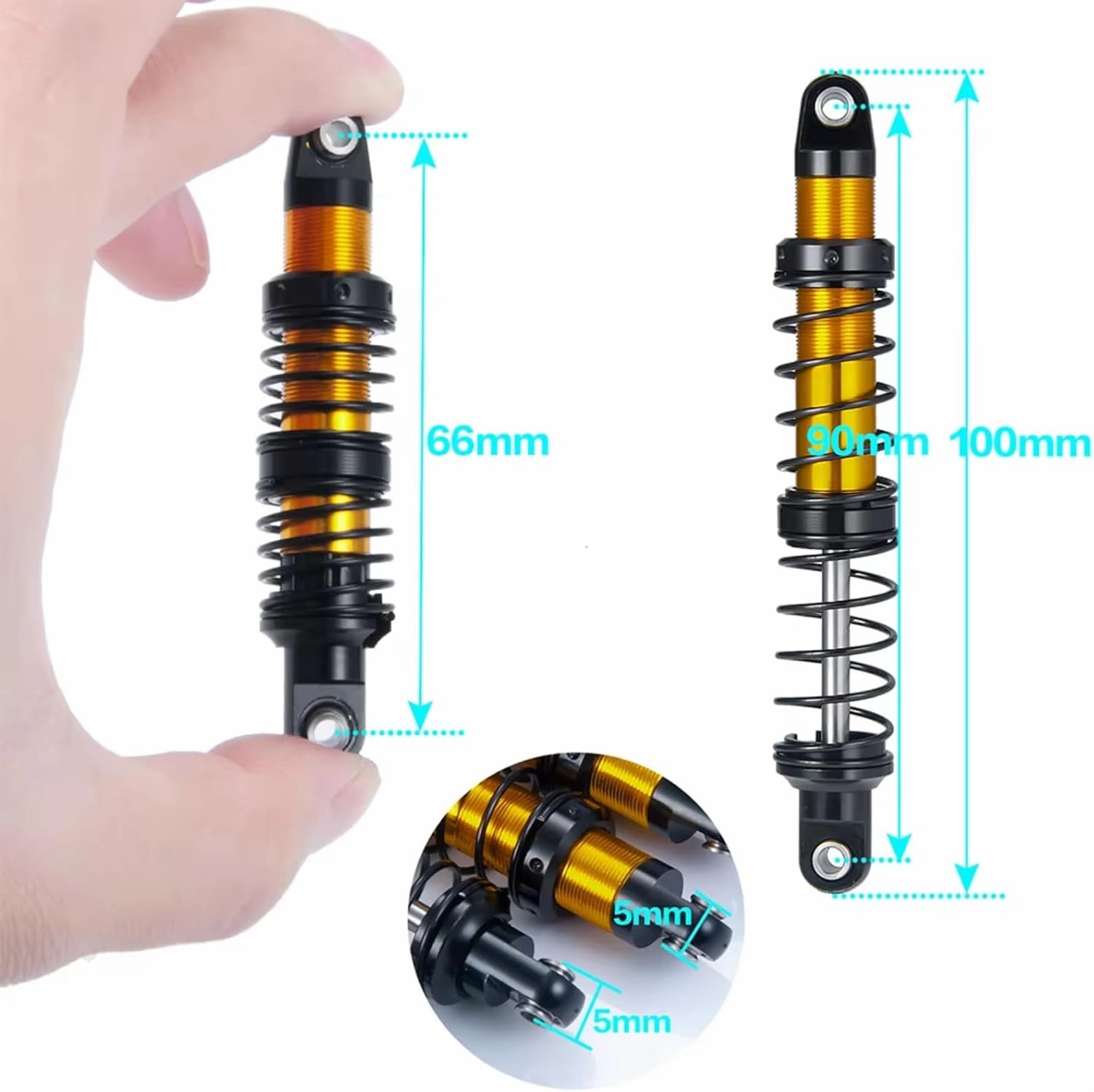 Rc Shock Absorber For Axial For SCX10 90046 For TRX-4 1/10 70/80/90/100/110/120mm 4Pcs Metal Oil Shock Absorber Damper RC Crawler Car Parts Upgrade Replacement(90mm)