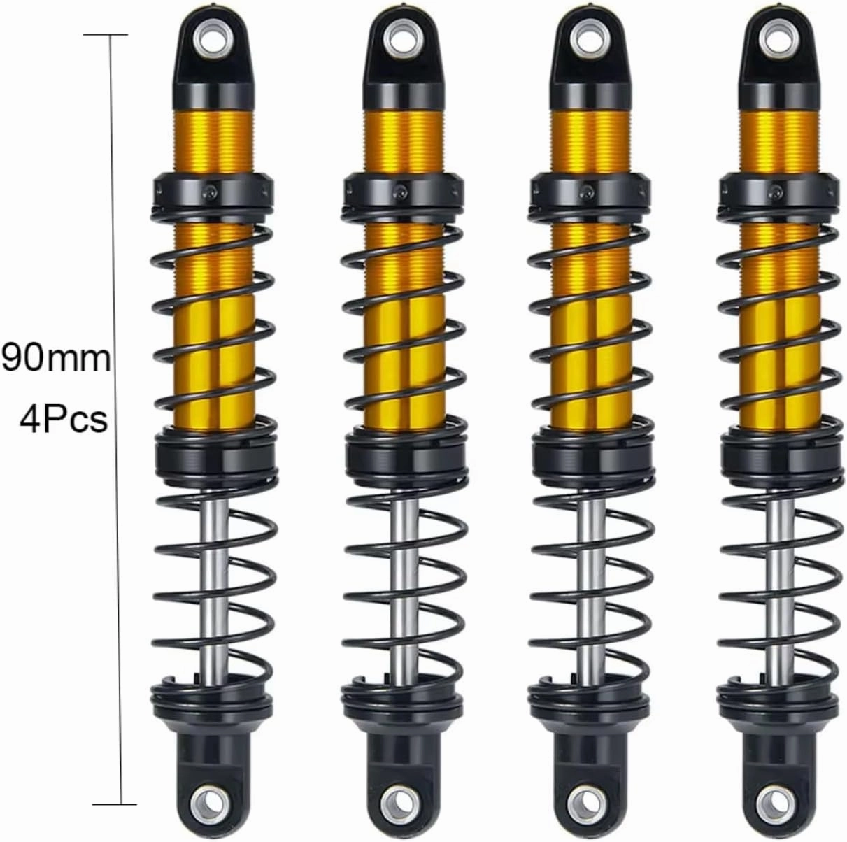 Rc Shock Absorber For Axial For SCX10 90046 For TRX-4 1/10 70/80/90/100/110/120mm 4Pcs Metal Oil Shock Absorber Damper RC Crawler Car Parts Upgrade Replacement(90mm)