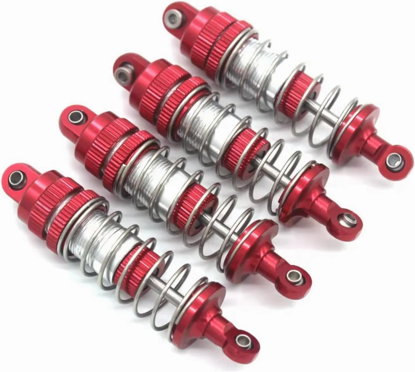 Rc Shock Absorber For SCY 16101 16102 16103 16104 16106 16201 1/16 4pcs Metal Remote Control Vehicle Oil Pressure Shock Absorber Rc Car Parts Replacement Use(Red)