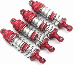 Rc Shock Absorber For SCY 16101 16102 16103 16104 16106 16201 1/16 4pcs Metal Remote Control Vehicle Oil Pressure Shock Absorber Rc Car Parts Replacement Use(Red)