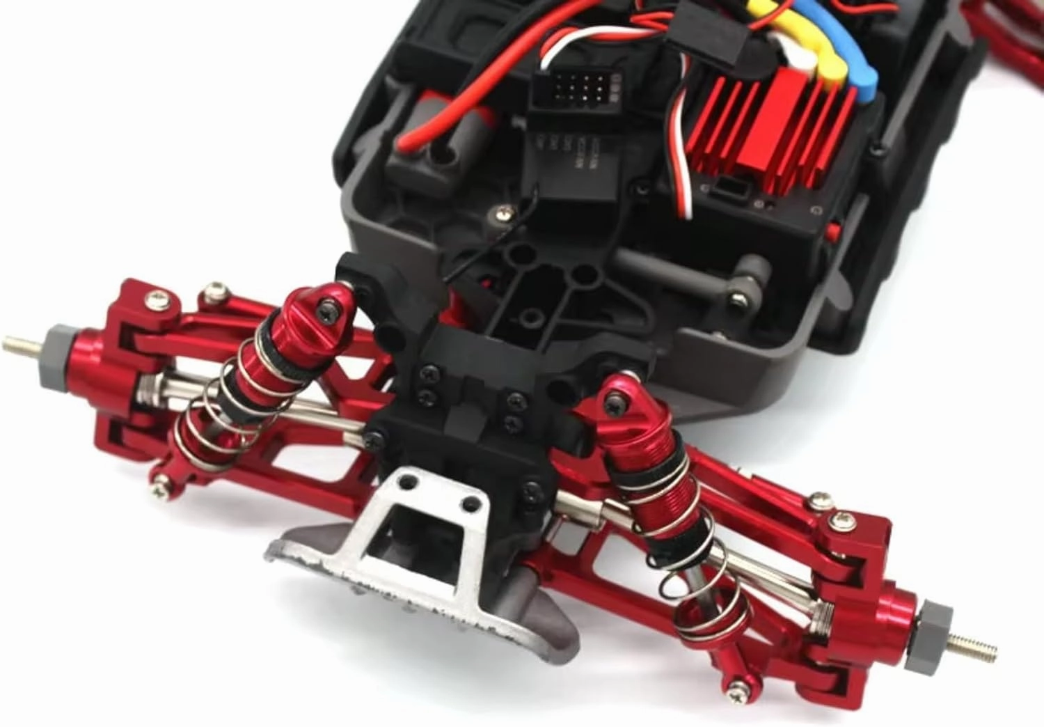 Rc Shock Absorber For SCY 16101 16102 16103 For MJX H16 16207 For MN128 MN86 MN86KS 1/16 1/12 Metal Shock Absorber RC Car Upgrade Parts Accessories Replacement(Red)