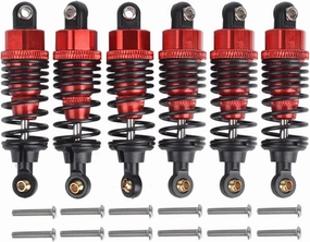 Rc Shock Absorber For Tamiya G6-01 6X6 1/18 6pcs Front And Rear Metal Oil Shocks Rc Car Tracked Vehicle Parts And Accessories Upgrade Replacement And Use(Red)