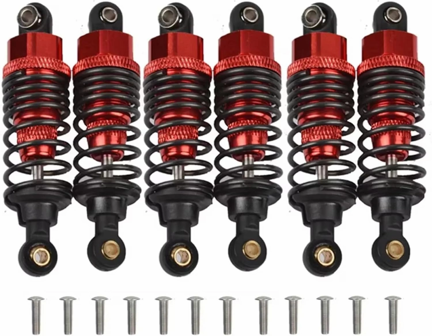 Rc Shock Absorber For Tamiya G6-01 6X6 1/18 6pcs Front And Rear Metal Oil Shocks Rc Car Tracked Vehicle Parts And Accessories Upgrade Replacement And Use(Red)