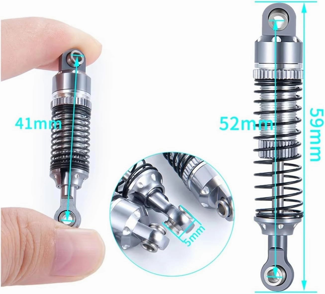 Rc Shock Absorber For TRX-4M For Bronco For Defender 1/18 4Pcs 52mm Aluminum Alloy Shock Absorbers Damper RC Crawler Car Model Upgrade Parts Replace Use(Silver)