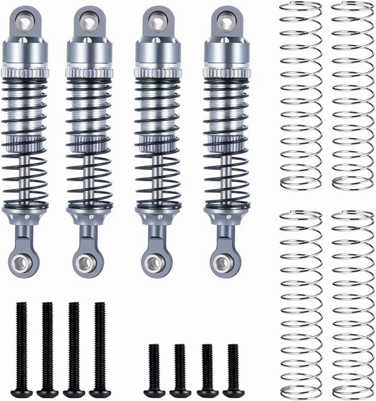 Rc Shock Absorber For TRX-4M For Bronco For Defender 1/18 4Pcs 52mm Aluminum Alloy Shock Absorbers Damper RC Crawler Car Model Upgrade Parts Replace Use(Silver)