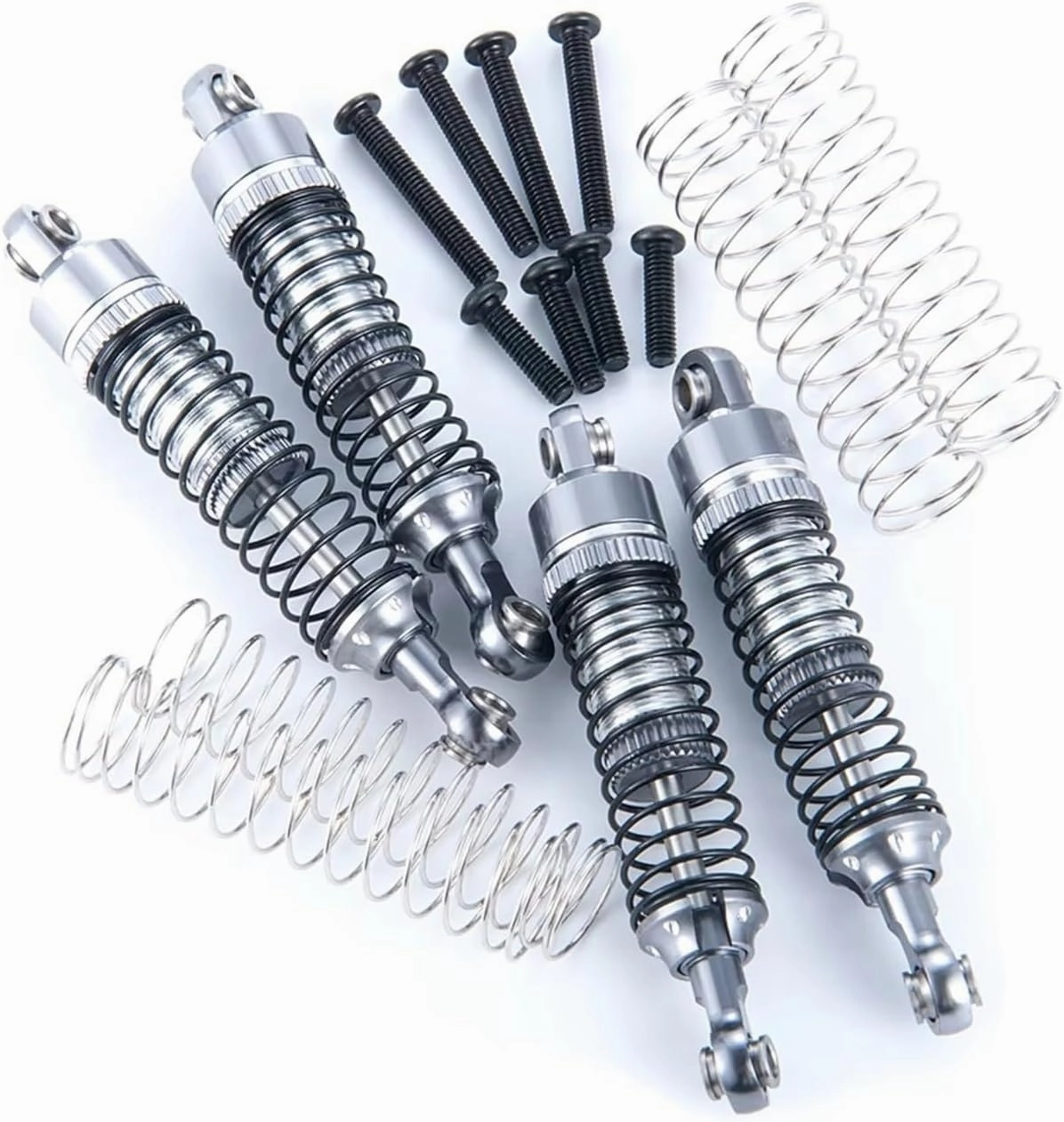Rc Shock Absorber For TRX-4M For Bronco For Defender 1/18 4Pcs 52mm Aluminum Alloy Shock Absorbers Damper RC Crawler Car Model Upgrade Parts Replace Use(Silver)