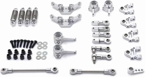 Rc Shock Absorber For WLtoys 284131 K969 K989 K999 1/28 Metal Upgrade For Swing Arm Steering Cup Shock Bracket Steering Link Shock Set RC Car Parts Replacement(Silver)