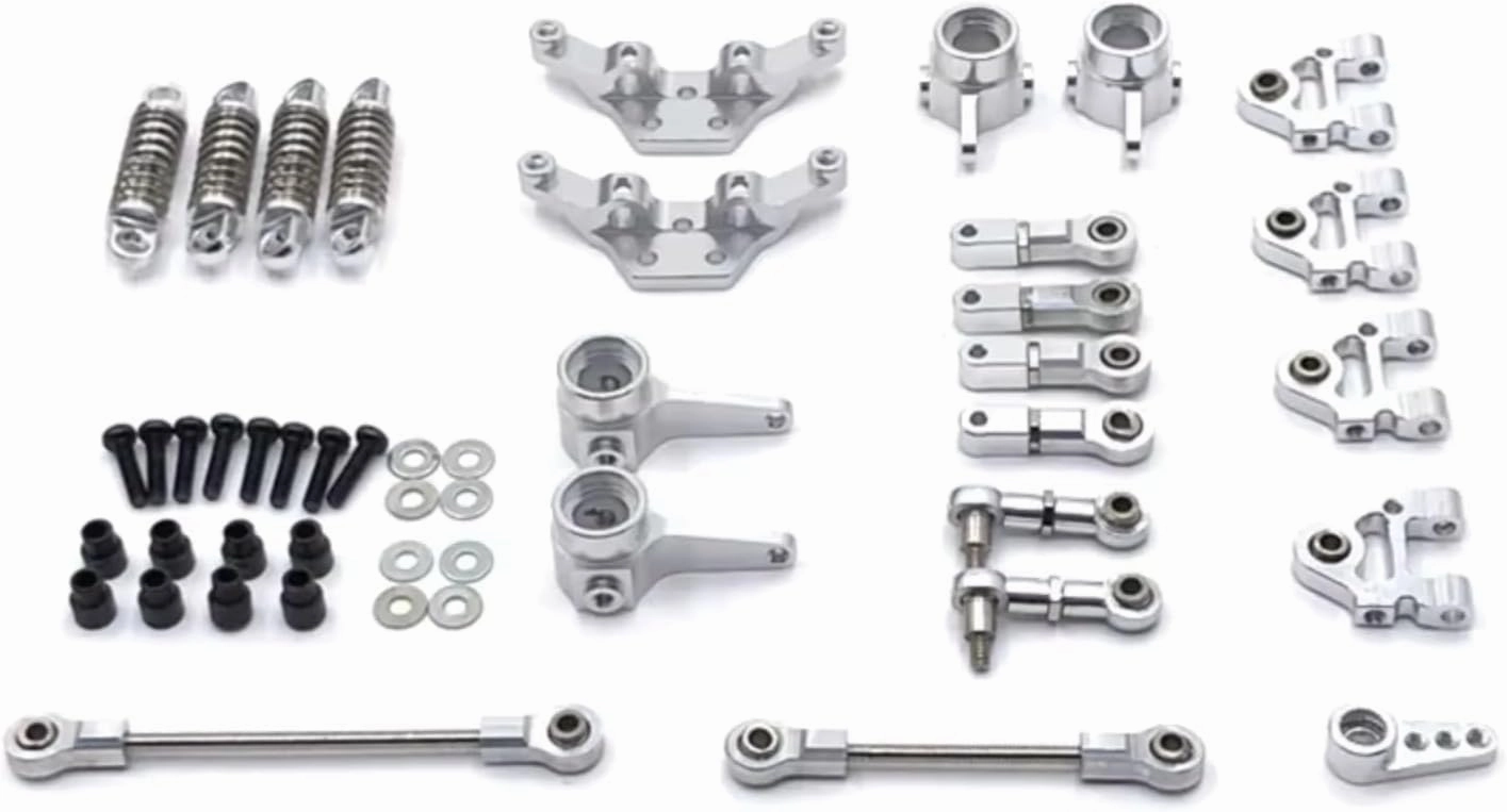 Rc Shock Absorber For WLtoys 284131 K969 K989 K999 1/28 Metal Upgrade For Swing Arm Steering Cup Shock Bracket Steering Link Shock Set RC Car Parts Replacement(Silver)