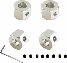 RC Spare Part for WPL D12 D42 1/10 RC Truck Car 4pcs Rubber Drift Tires Upgrade Wheel Hubs Rubber Soft Tires Car Spare Parts Accessories Children for Toys(Silver 12mm Adapter)