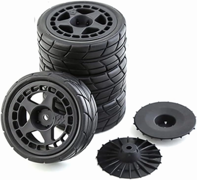 RC Wheel Set 4pcs 12mm Hub Tires and Plastic Wheels Rims Carnival On-Road Car Tyres for 1/10 Traxxas HSP Tamiya HPI Kyosho Rally hubflat tire